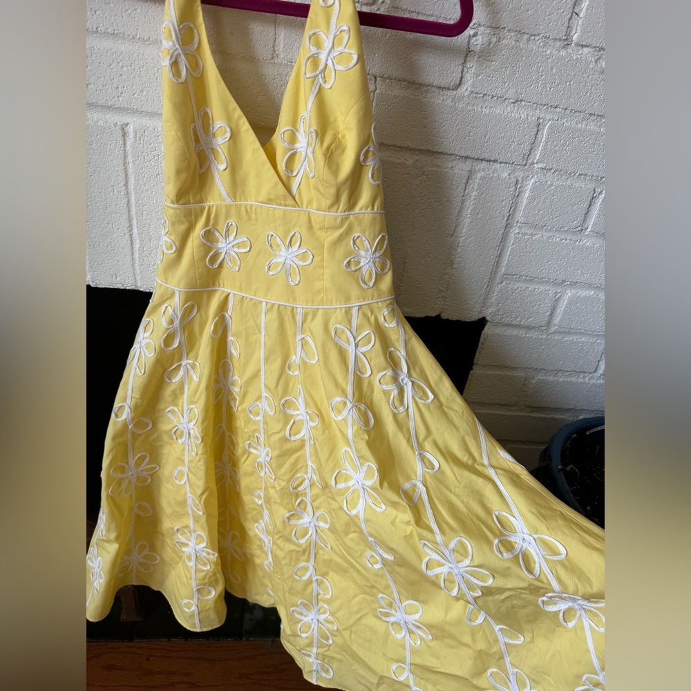 Lilly Pulitzer Yellow Dress with White Floral Embroidery